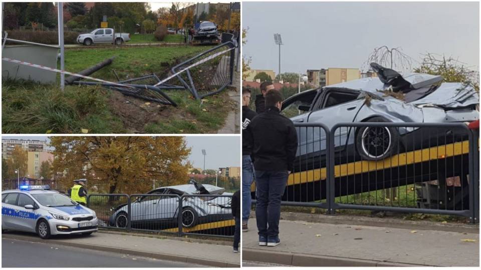 Rozpędzone auto zdewastowało most na Okrzei. Audi wpadło do Rakówki! 25-latek był kompletnie pijany!