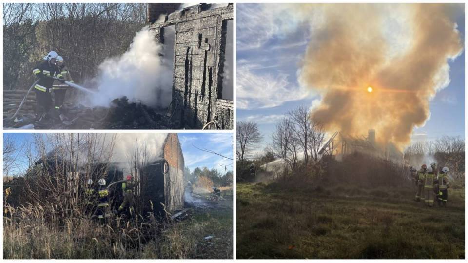 Pożar domu w gminie Kluki! Płomienie błyskawicznie strawiły budynek, w akcji pięć jednostek straży pożarnej [Foto]