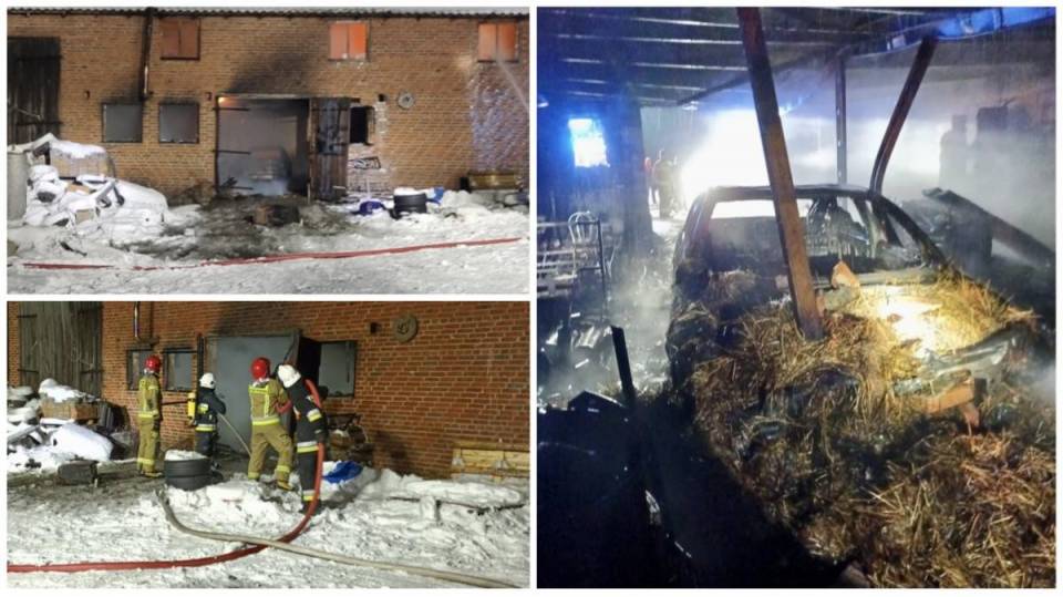 Pożar w gminie Rusiec. Siedem zastępów straży walczyło z płomieniami stodoły [Foto]