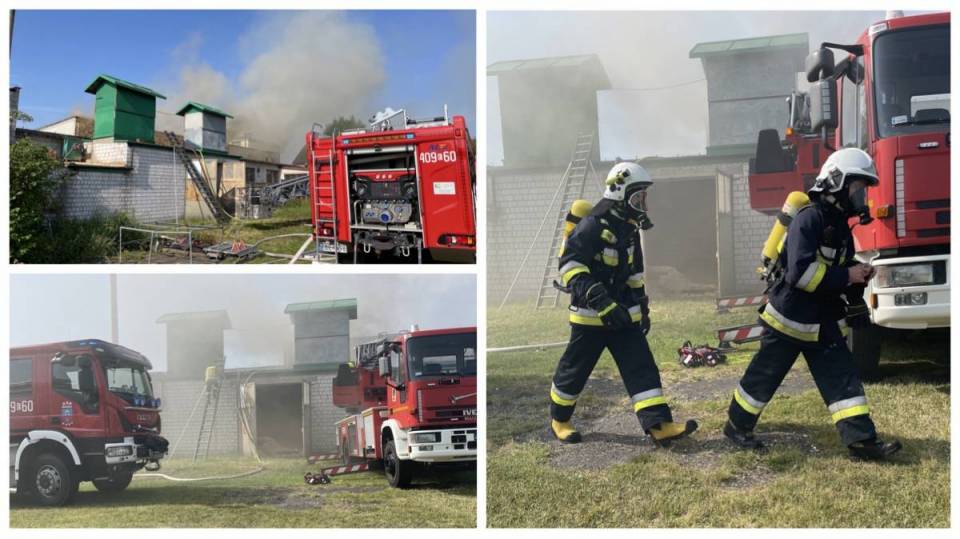 Duży pożar w gminie Rusiec. Płoną budynki zakładu stolarskiego [Wideo, foto]