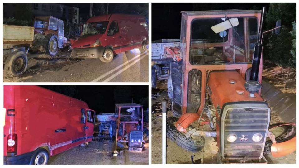 Kierowca dostawczaka uderzył w rolniczy ciągnik i... uciekł! Policjanci złapali go kilkanaście kilometrów dalej [Foto]