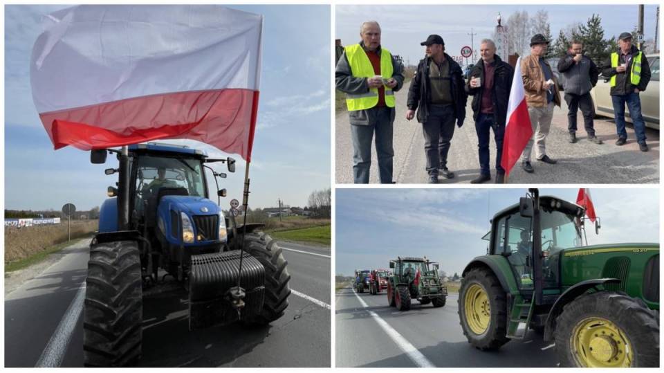 "Szczercowski" protest na krajówce: Na DK 74 wyjechało kilkadziesiąt traktorów [Foto]