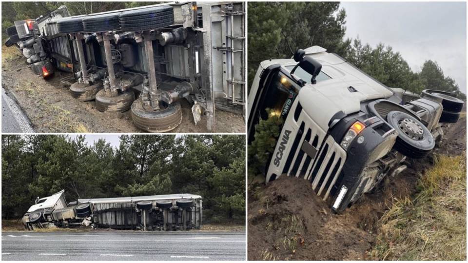 TIR wpadł do rowu. Na DK 74 w gminie Kluki spodziewajcie się utrudnień [Foto]